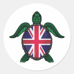 United Kingdom sea turtle flag Classic Round Sticker