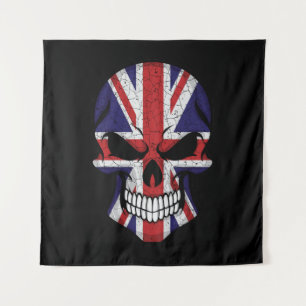 United Kingdom Smiling Skull Flag Tapestry