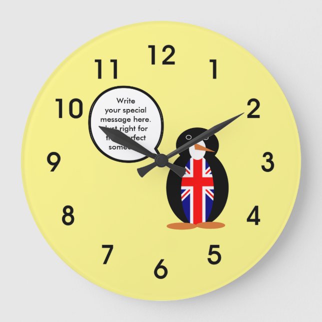 United Kingdom Talking Ms. Penguin Large Clock (Front)