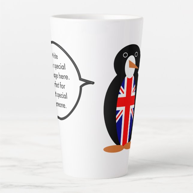 United Kingdom Talking Ms. Penguin Latte Mug (Front)
