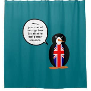 United Kingdom Talking Ms. Penguin Shower Curtain
