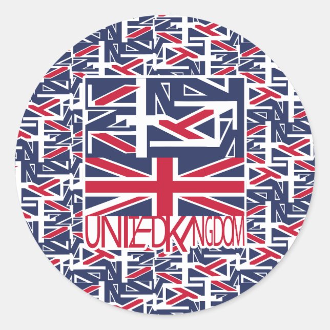 United Kingdom UK flag BY MASANSER PIXELAT Classic Round Sticker (Front)