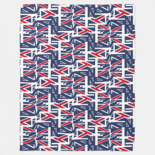 United Kingdom UK flag BY MASANSER PIXELAT Fleece Blanket