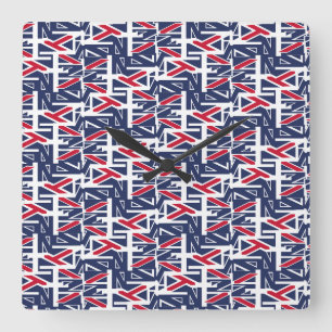 United Kingdom UK flag BY MASANSER PIXELAT Square Wall Clock