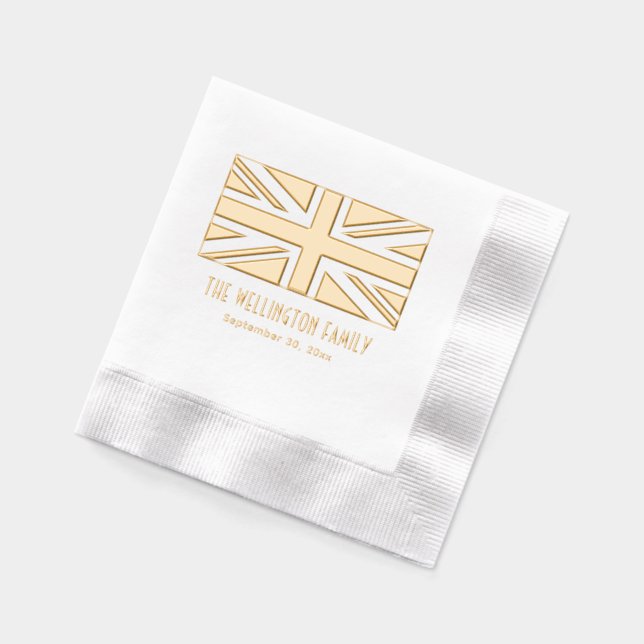 United Kingdom UK Flag Union Jack Name Date Foil Napkins (Left)