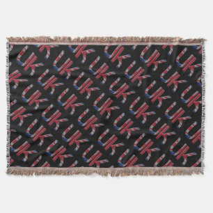 United Kingdom UK Initials Union Jack Flag Colours Throw Blanket