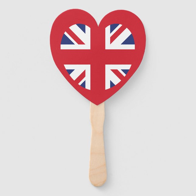 United Kingdom Union Jack Flag Heart Hand Fan (Front)