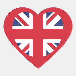 United Kingdom Union Jack Flag Heart Heart Sticker
