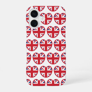 United Kingdom Union Jack Flag Heart iPhone 16 Case