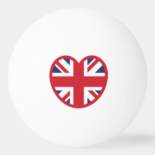United Kingdom Union Jack Flag Heart Ping Pong Ball