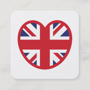 United Kingdom Union Jack Flag Heart Square Business Card