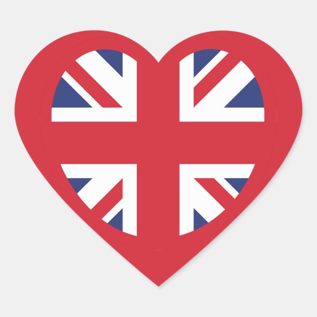 United Kingdom Union Jack Flag Heart Sticker (Front)