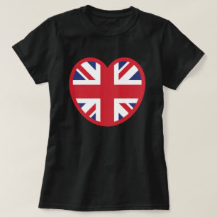 United Kingdom Union Jack Flag Heart T-Shirt