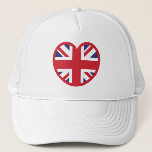 United Kingdom Union Jack Flag Heart Trucker Hat
