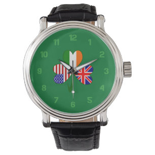 United Kingdom USA Ireland Shamrock Flag Watch