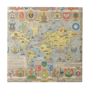 United Nations Map of the World Ceramic Tile