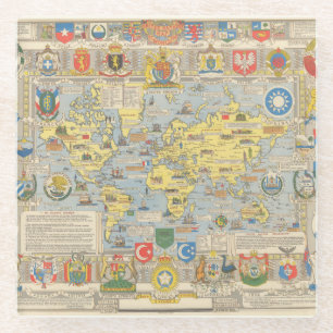 United Nations Map of the World Glass Coaster