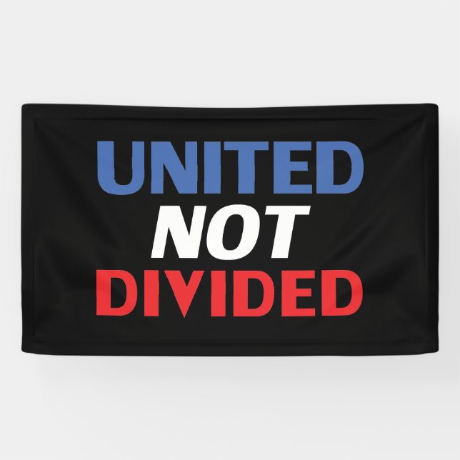 United Not Divided - red, white, blue, black Banner (Horizontal)