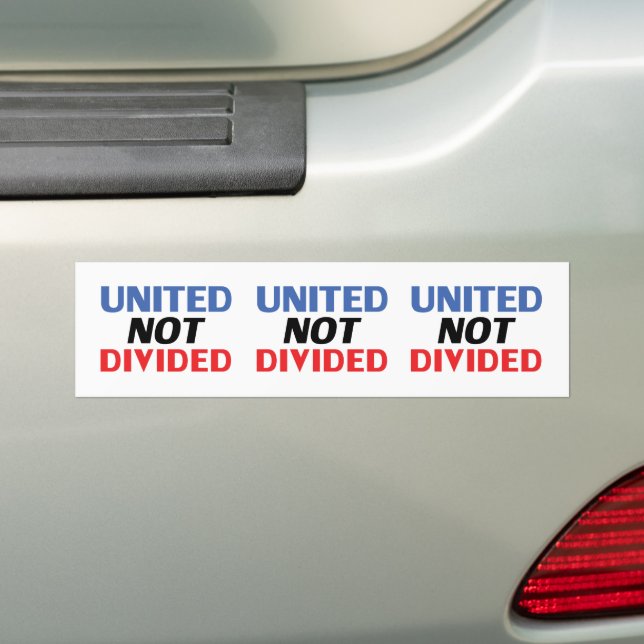 United Not Divided - red, white, blue Bumper Sticker (On Car)