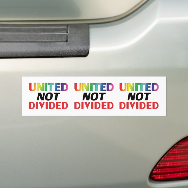 United Not Divided - red, white, blue Bumper Sticker (On Car)