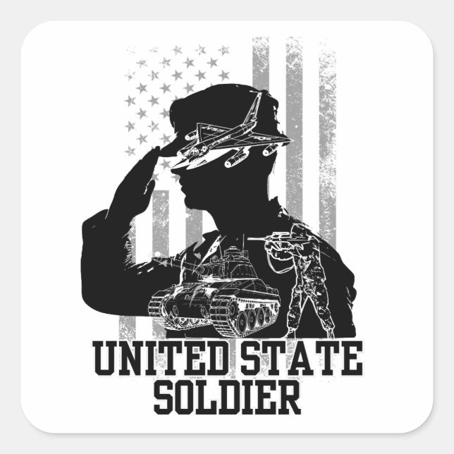 United State Soldier Square Sticker (Front)