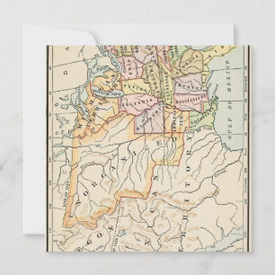 United States 1830 Historical Map Illustration Holiday Card