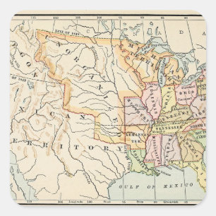 United States 1830 Historical Map Illustration Square Sticker
