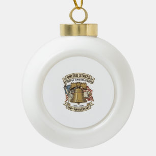 United States 250th Anniversary Patriotic Vector D Ceramic Ball Christmas Ornament