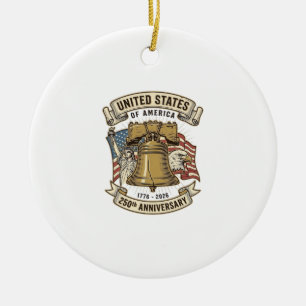 United States 250th Anniversary Patriotic Vector D Ceramic Ornament