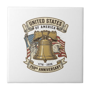 United States 250th Anniversary Patriotic Vector D Ceramic Tile