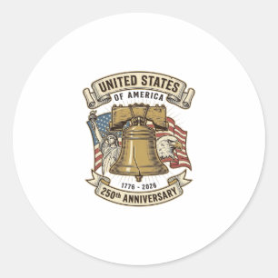 United States 250th Anniversary Patriotic Vector D Classic Round Sticker