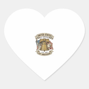 United States 250th Anniversary Patriotic Vector D Heart Sticker