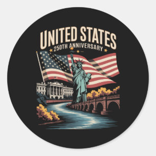 United States 250th Anniversary Patriotic Vintage Classic Round Sticker