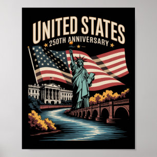 United States 250th Anniversary Patriotic Vintage  Poster