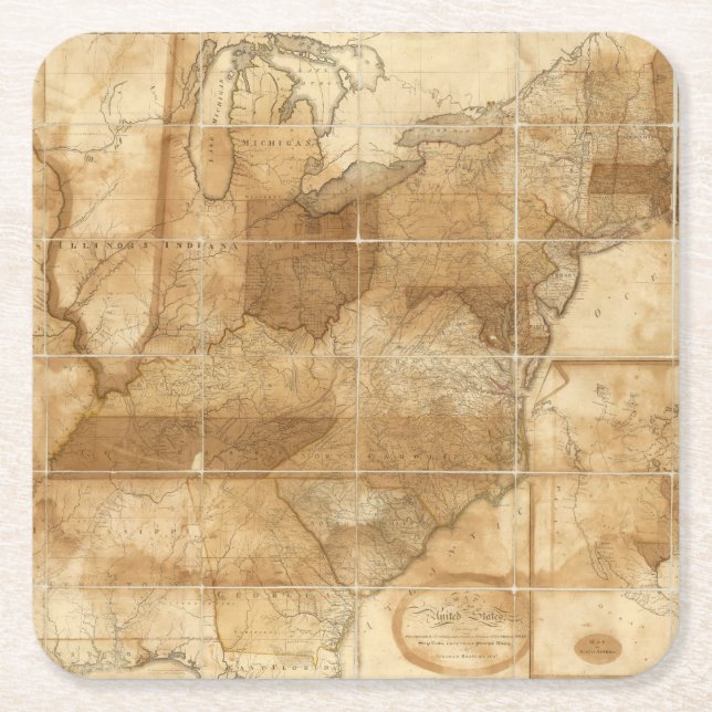United States 39 Square Paper Coaster (Front)