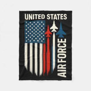 United States Air Force Aamerican Usa Flag July Fleece Blanket