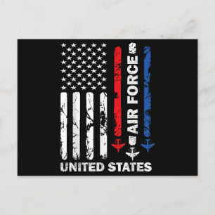United States Air Force American Vintage USA Flag  Holiday Postcard