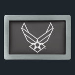 United States Air Force Logo - Black Belt Buckle<br><div class="desc">This design features the official United States Air Force logo displayed on a bold blue background. Representing pride,  honour,  and tradition,  it’s a timeless tribute to the service and dedication of the United States Air Force.</div>