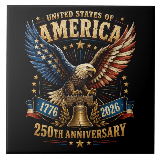 United States America 250th Anniversary Eagle Ceramic Tile (Front)