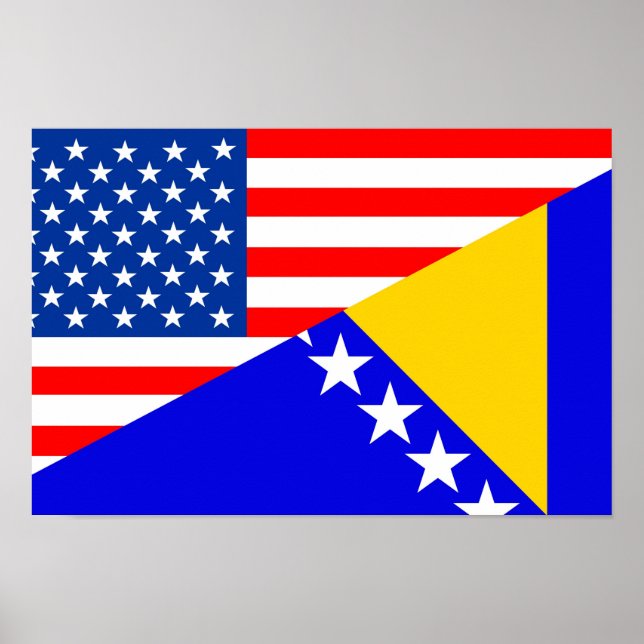 united states america bosnia herzegovina half flag poster (Front)