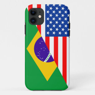 united states america brazil half flag usa country iPhone 11 case