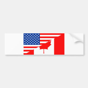 united states america canada half flag usa country bumper sticker