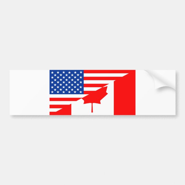 united states america canada half flag usa country bumper sticker (Front)