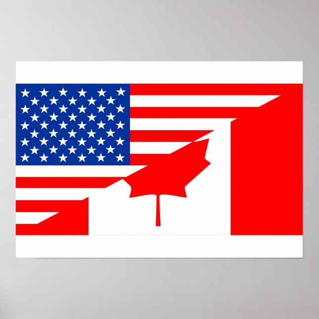 united states america canada half flag usa country poster (Front)