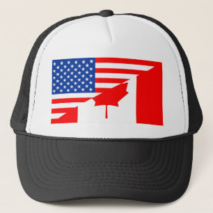 united states america canada half flag usa country trucker hat