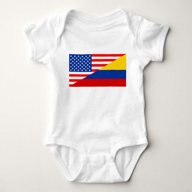 united states america colombia half flag usa count baby bodysuit (Front)