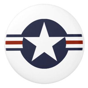 united states america country flag roundel symbol ceramic knob
