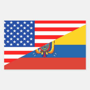 united states america ecuador half flag usa rectangular sticker