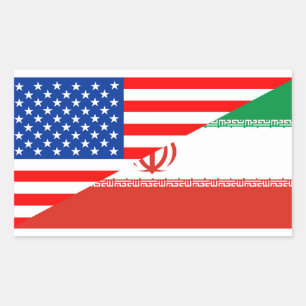united states america iran half flag usa country rectangular sticker