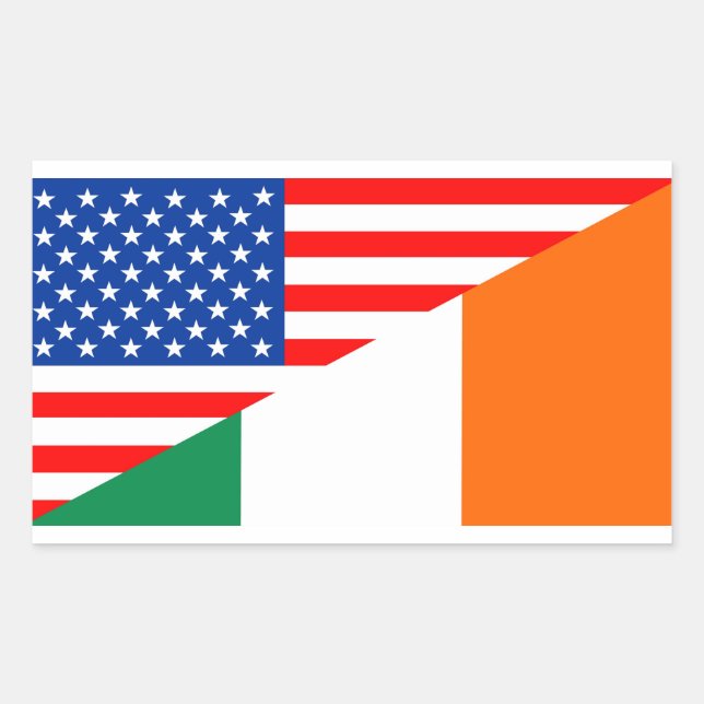united states america ireland half flag usa countr rectangular sticker (Front)